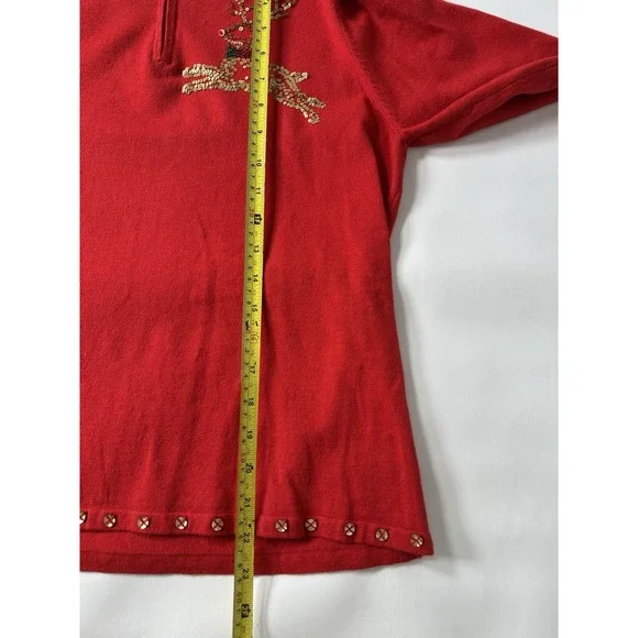 Vintage Michael Simon Event Sequin Reindeer Christmas Sweater Medium Excellent - Picture 6 of 14